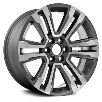Replace® - 6 V-Spoke Machined and Medium Charcoal Metallic 22x9 Alloy Factory Wheel - Remanufactured