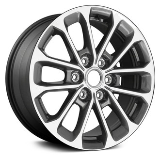 Replace® - 6 V-Spoke Machined and Dark Charcoal 18x7.5 Alloy Factory Wheel - Remanufactured