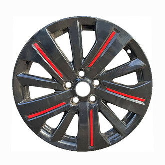 Replace® - 10-Spoke All Painted Gloss Black With Red Stripe On Spokes 18x7 Alloy Factory Wheel - Remanufactured