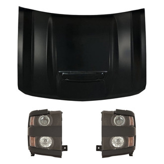 Replace® - 3-Piece Kit (Driver and Passenger Side Headlights, Hood Panel) (CAPA Certified)