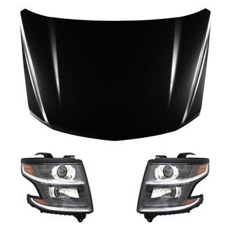 Replace® - 3-Piece Kit (Driver and Passenger Side Headlights, Hood Panel) (Standard Line)