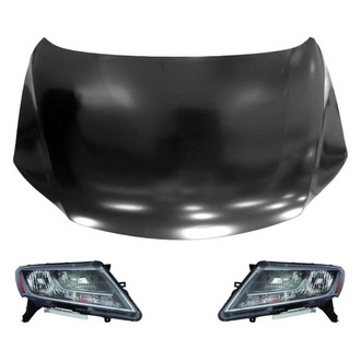Replace® - 3-Piece Kit (Driver and Passenger Side Headlights, Hood Panel) (Brand New OE)