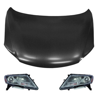 Replace® - 3-Piece Kit (Driver and Passenger Side Headlights, Hood Panel) (CAPA Certified)