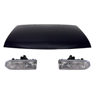 Replace® BNDL-214598 - 3-Piece Kit (Driver and Passenger Side Headlights, Hood Panel) (CAPA Certified)