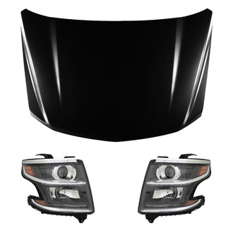Replace® - 3-Piece Kit (Driver and Passenger Side Headlights, Hood Panel) (Standard Line)