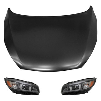 Replace® - 3-Piece Kit (Driver and Passenger Side Headlights, Hood Panel) (Standard Line)