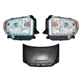 Replace® - 3-Piece Kit (Driver and Passenger Side Headlights, Hood Panel) (CAPA Certified)