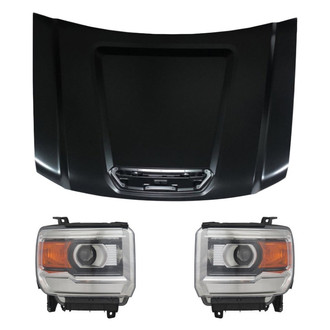 Replace® - 3-Piece Kit (Driver and Passenger Side Headlights, Hood Panel) (CAPA Certified)