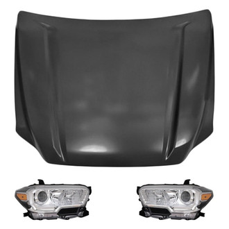 Replace® - 3-Piece Kit (Driver and Passenger Side Headlights, Hood Panel) (Standard Line)