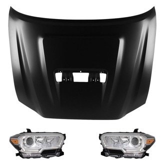 Replace® - 3-Piece Kit (Driver and Passenger Side Headlights, Hood Panel) (Standard Line)