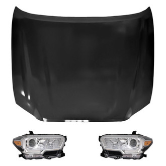 Replace® - 3-Piece Kit (Driver and Passenger Side Headlights, Hood Panel) (Standard Line)
