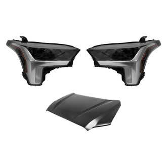 Replace® - 3-Piece Kit (Driver and Passenger Side Headlights, Hood Panel) (CAPA Certified)