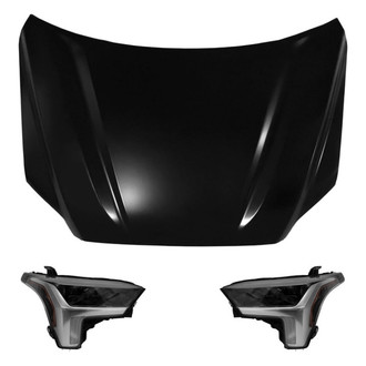 Replace® - 3-Piece Kit (Driver and Passenger Side Headlights, Hood Panel) (Standard Line)
