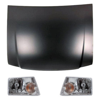 Replace® - 3-Piece Kit (Driver and Passenger Side Headlights, Hood Panel) (CAPA Certified)