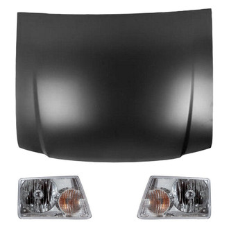 Replace® - 3-Piece Kit (Driver and Passenger Side Headlights, Hood Panel) (Standard Line)