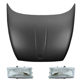 Replace® - 3-Piece Kit (Driver and Passenger Side Headlight Lenses and Housings, Hood Panel) (Value Line)