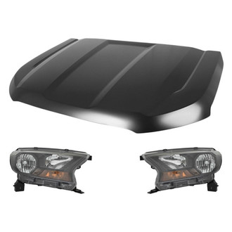 Replace® - 3-Piece Kit (Driver and Passenger Side Headlights, Hood Panel) (CAPA Certified)
