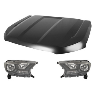 Replace® - 3-Piece Kit (Driver and Passenger Side Headlights, Hood Panel) (CAPA Certified)