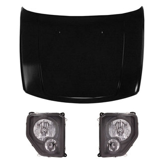 Replace® - 3-Piece Kit (Driver and Passenger Side Headlights, Hood Panel) (Brand New OE)
