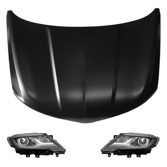 Replace® - 3-Piece Kit (Driver and Passenger Side Headlight Lenses and Housings, Hood Panel) (Standard Line)