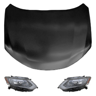 Replace® - 3-Piece Kit (Driver and Passenger Side Headlights, Hood Panel)