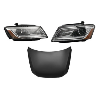 Replace® - 3-Piece Kit (Driver and Passenger Side Headlight Lenses and Housings, Hood Panel) (CAPA Certified)
