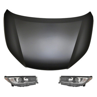 Replace® - 3-Piece Kit (Driver and Passenger Side Headlights, Hood Panel) (CAPA Certified)
