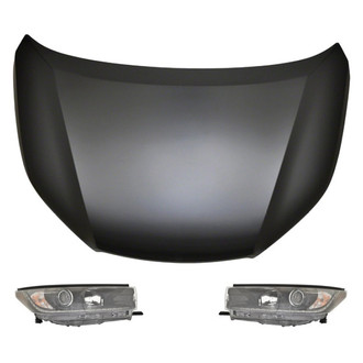 Replace® - 3-Piece Kit (Driver and Passenger Side Headlights, Hood Panel) (CAPA Certified)