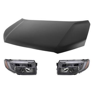 Replace® - 3-Piece Kit (Driver and Passenger Side Headlights, Hood Panel) (CAPA Certified)