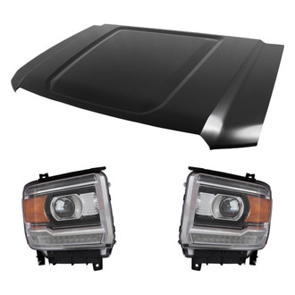 Replace® - 3-Piece Kit (Driver and Passenger Side Headlights, Hood Panel) (CAPA Certified)