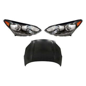 Replace® - 3-Piece Kit (Driver and Passenger Side Headlights, Hood Panel) (CAPA Certified)