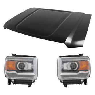 Replace® - 3-Piece Kit (Driver and Passenger Side Headlights, Hood Panel) (CAPA Certified)