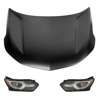 Replace® - 3-Piece Kit (Driver and Passenger Side Headlights, Hood Panel) (CAPA Certified)