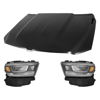 Replace® - 3-Piece Kit (Driver and Passenger Side Headlights, Hood Panel) (Standard Line)