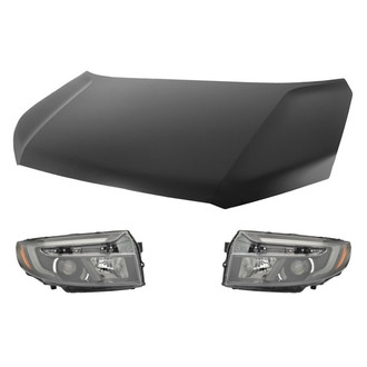 Replace® - 3-Piece Kit (Driver and Passenger Side Headlights, Hood Panel) (Standard Line)