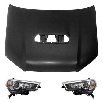 Replace® - 3-Piece Kit (Driver and Passenger Side Headlights, Hood Panel) (CAPA Certified)