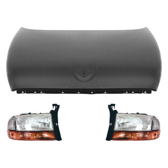 Replace® BNDL-214969 - 3-Piece Kit (Driver and Passenger Side Headlights, Hood Panel) (CAPA Certified)