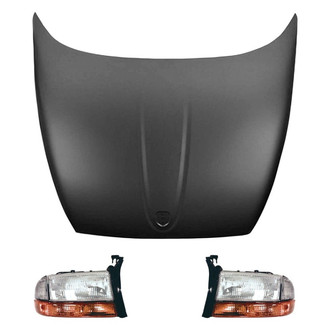 Replace® - 3-Piece Kit (Driver and Passenger Side Headlights, Hood Panel) (Value Line)