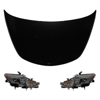 Replace® - 3-Piece Kit (Driver and Passenger Side Headlight Lenses and Housings, Hood Panel) (Brand New OE)