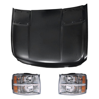 Replace® - 3-Piece Kit (Driver and Passenger Side Headlights, Hood Panel)