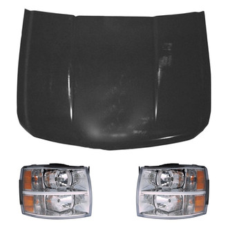 Replace® - 3-Piece Kit (Driver and Passenger Side Headlights, Hood Panel)
