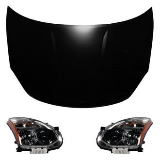 Replace® - 3-Piece Kit (Driver and Passenger Side Headlights, Hood Panel) (Brand New OE)