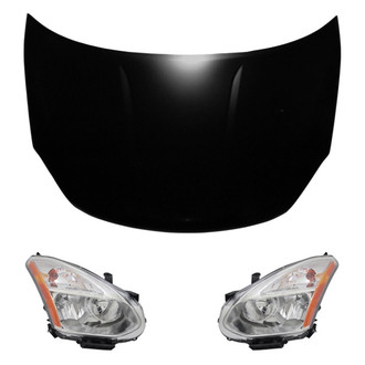 Replace® - 3-Piece Kit (Driver and Passenger Side Headlights, Hood Panel) (Brand New OE)