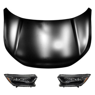 Replace® - 3-Piece Kit (Driver and Passenger Side Headlights, Hood Panel) (Brand New OE)