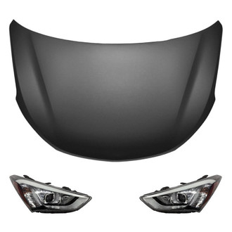 Replace® - 3-Piece Kit (Driver and Passenger Side Headlights, Hood Panel) (Brand New OE)