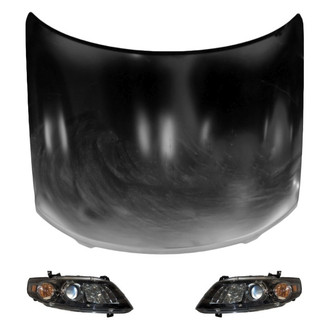 Replace® - 3-Piece Kit (Driver and Passenger Side Headlights, Hood Panel) (Brand New OE)