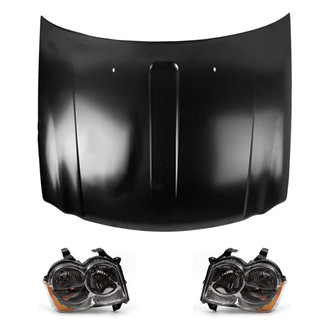 Replace® - 3-Piece Kit (Driver and Passenger Side Headlights, Hood Panel) (Brand New OE)