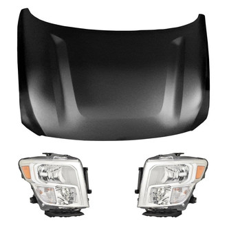 Replace® - 3-Piece Kit (Driver and Passenger Side Headlights, Hood Panel) (Brand New OE)
