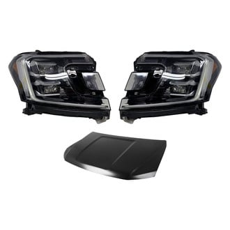 Replace® - 3-Piece Kit (Driver and Passenger Side Headlight Lenses and Housings, Hood Panel) (CAPA Certified)