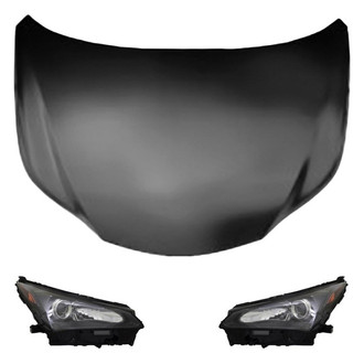 Replace® - 3-Piece Kit (Driver and Passenger Side Headlights, Hood Panel) (CAPA Certified)